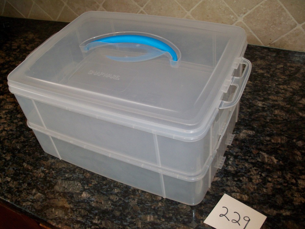 Snapware Snap 'N Stack Storage Organizer Rectangle Plastic Crafts Clear Blue