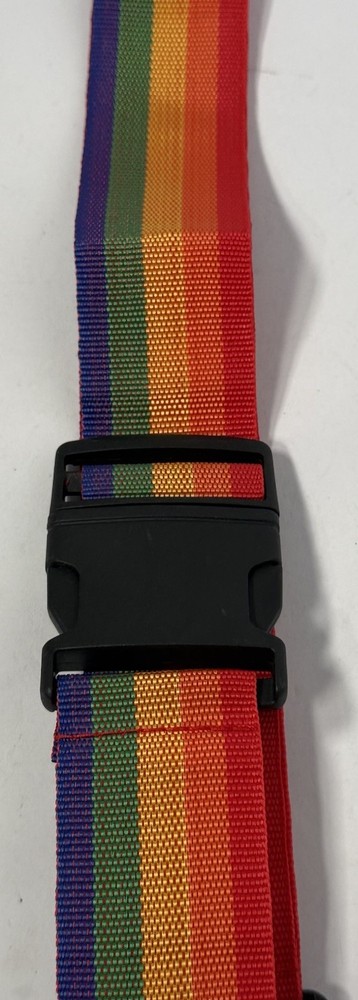 Rainbow Strap 18" Multicolor Nylon Webbing Adjustable Belt Black Buckle