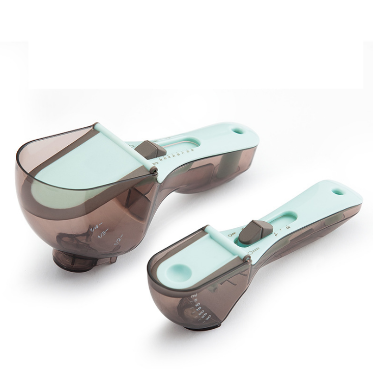 2pc/set Kitchen Plastic Scale Measuring Spoon Adjustable Measuring Spoon Set