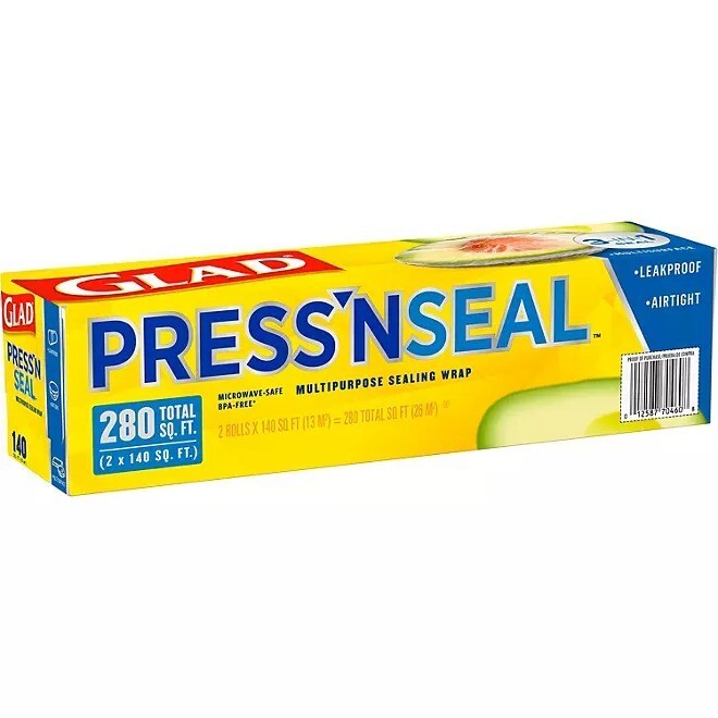 Glad Press'n Seal Plastic Wrap, 140 sq. ft. per Roll (2 Rolls Total)