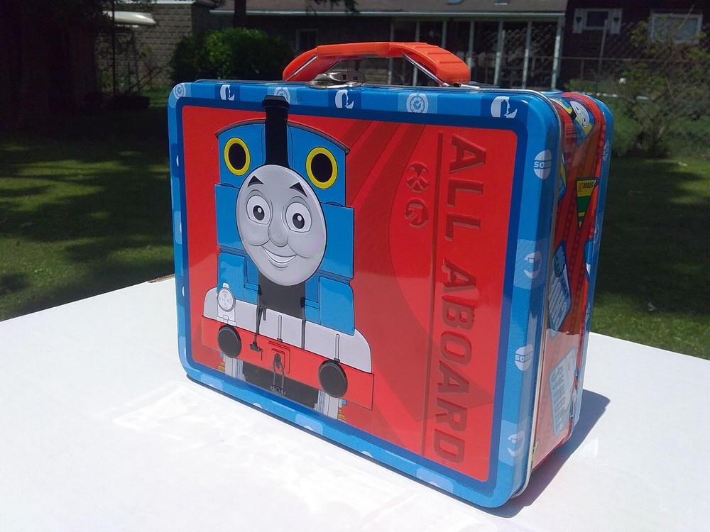 RARE THOMAS THE TRAIN METAL ALL ABOARD LUNCHBOX LUNCH BOX