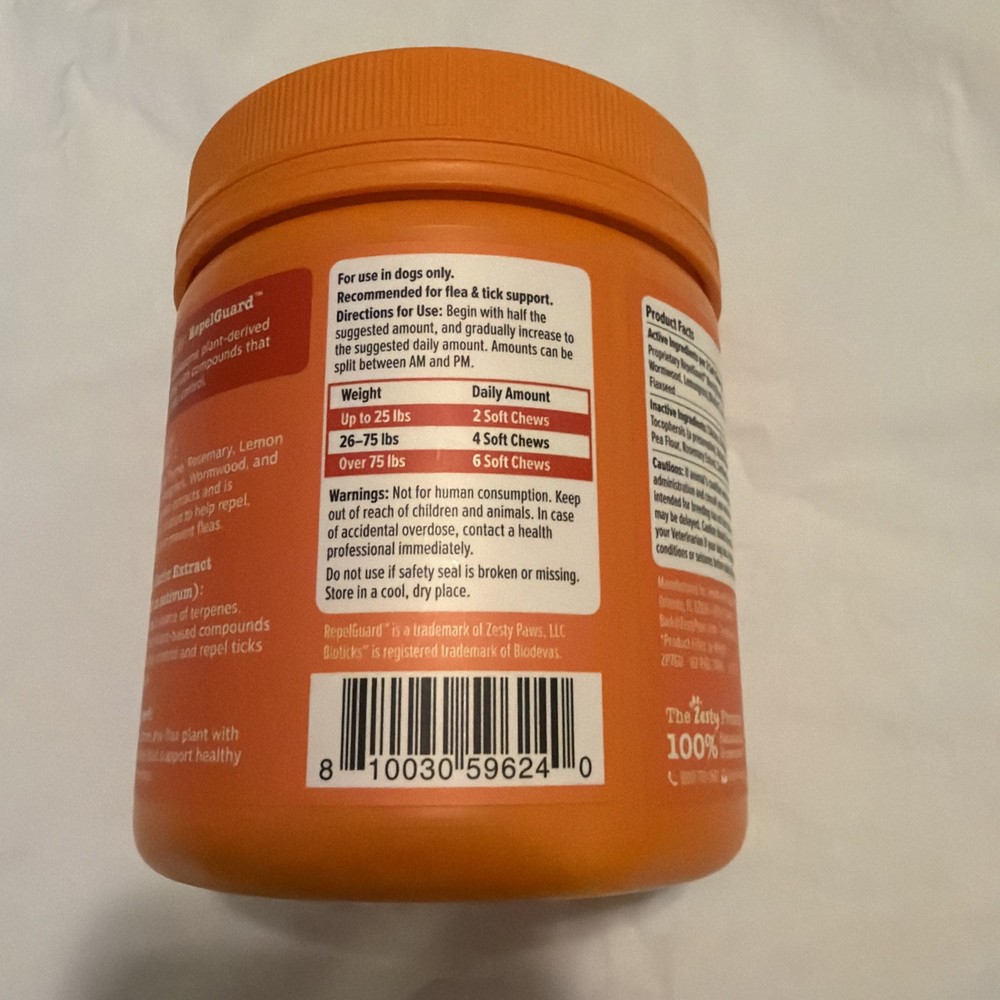 Zesty Paws Flea & Tick Bites 90ct EX01/28