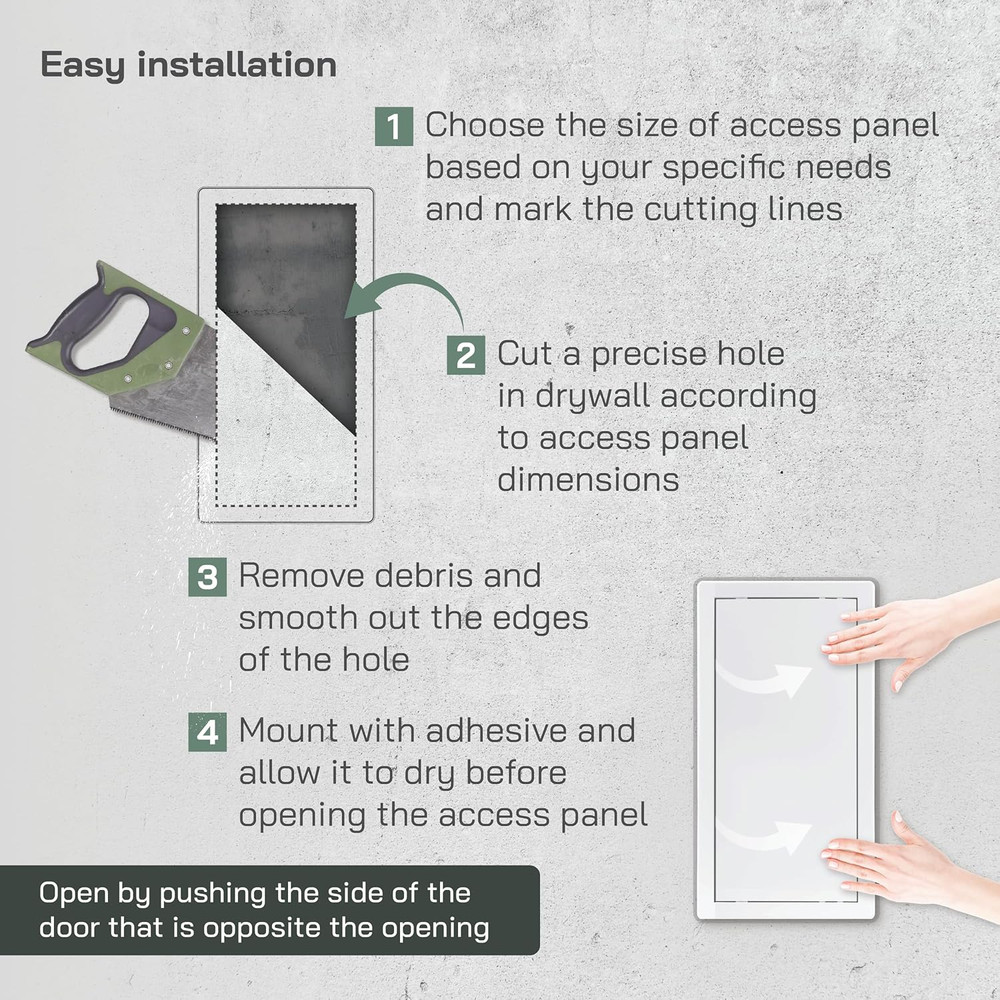 Vent Systems White ABS Plastic - Access Panel 8 X 16 Inch - Access Panel with Do
