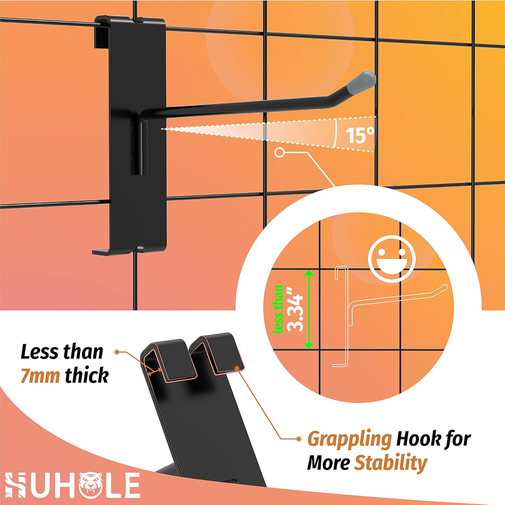Gridwall Hooks 2 Inch, 50PC Display Hooks for Grid Wall, Hook for Grid Wall Pane