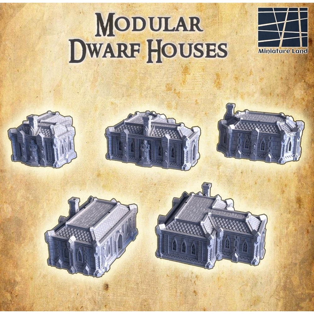 Modular Dwarven Houses Tabletop Terrain 28mm