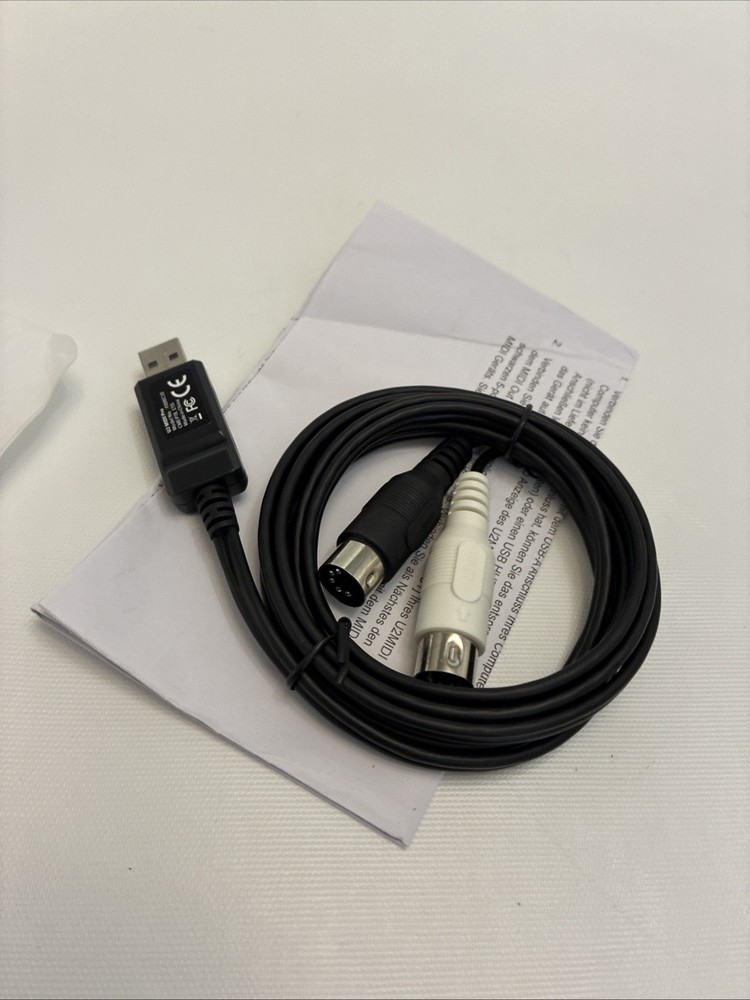 USB MIDI Cable 6.5ft - High-Speed Plug Play Interface for Instruments