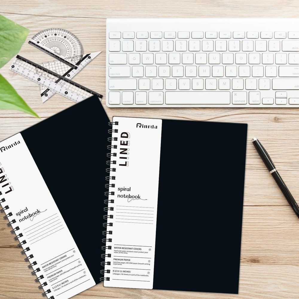 Large Lined Notebook Spiral Notebook 8.5" x 11" 8 Pack LINED Notebook 7mm Rul...