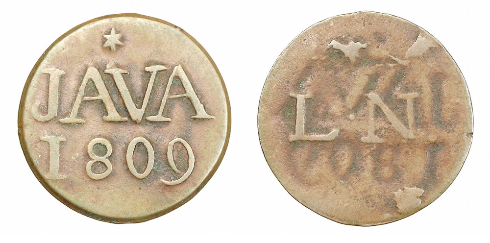 A143, Netherlands East Indies, Java, 1 Duit 1809 Mint Error