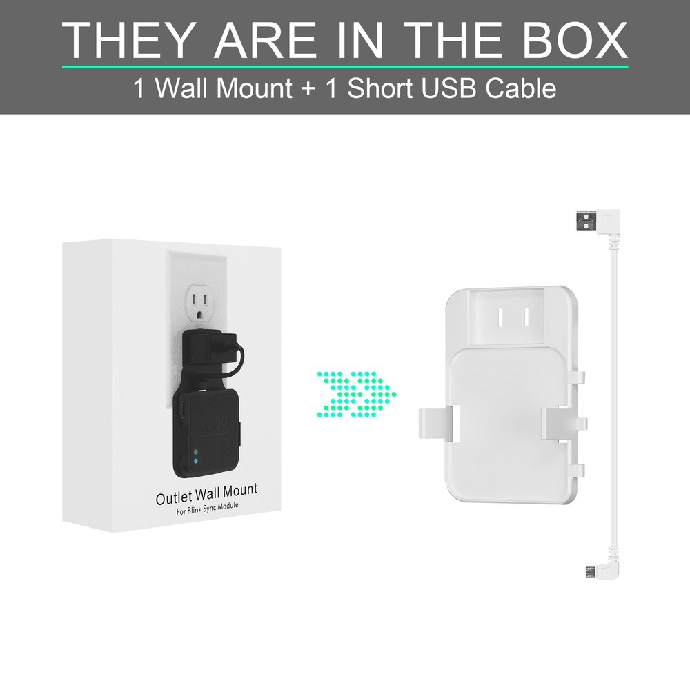 2Pack Simple Mount Bracket Holder Outlet Wall Mount Fit For Blink Sync Module 2