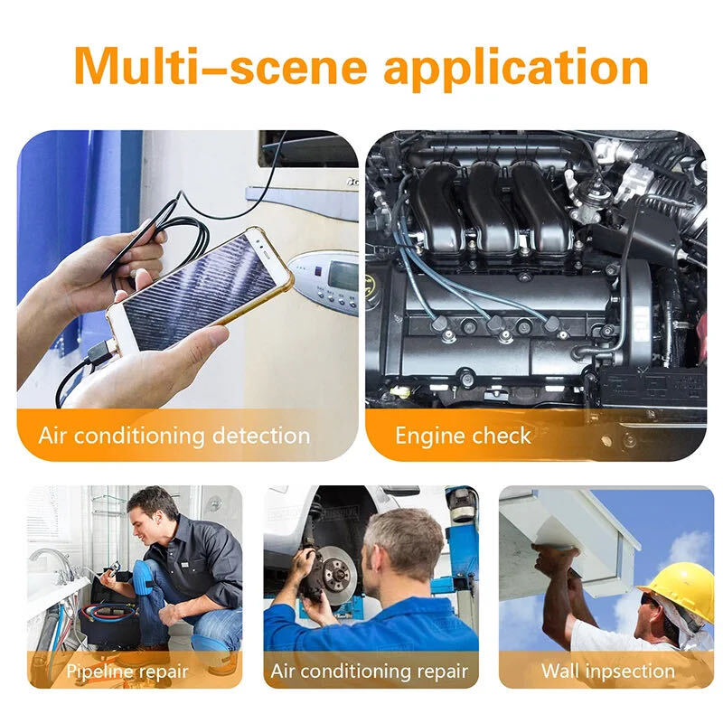 6LED USB Snake Endoscope Borescope HD Inspection Camera Scope For Android Type C