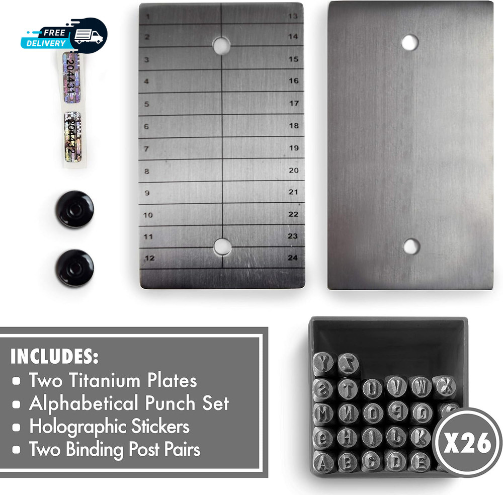 Titanium Bitcoin Seed Plates for Ultra Secure Crypto Seed Phrase Storage