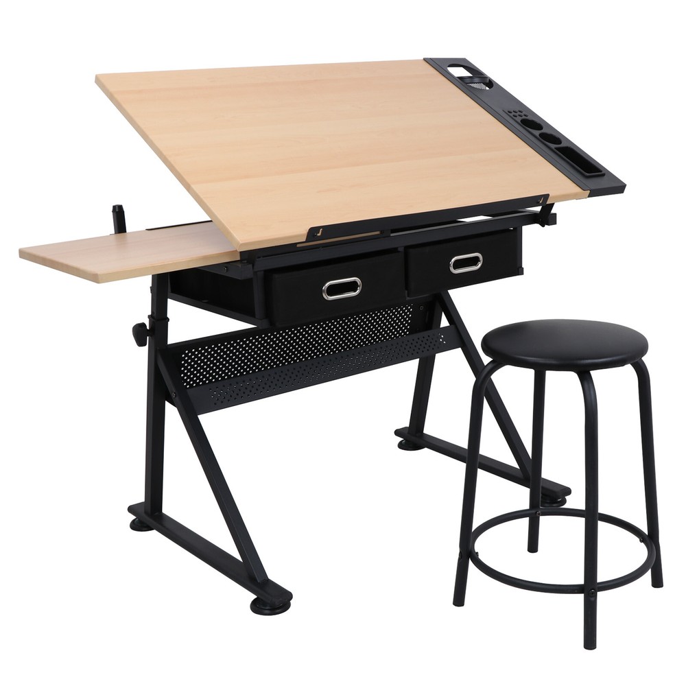 Craft Station Drafting Table W/ Matched Premium Stool Adjustable Height & Angle