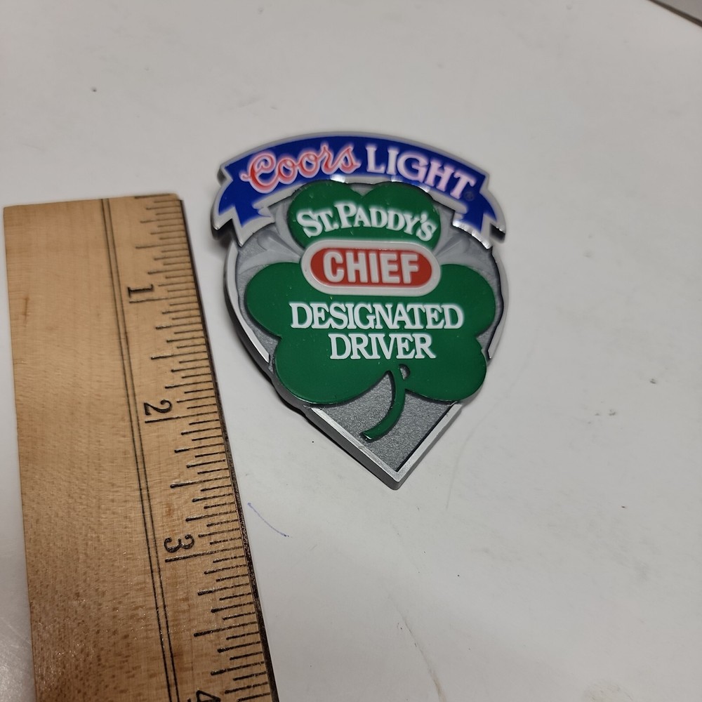 Coors Light St. Paddy's Designated Driver Chief Plastic Buttons Pin