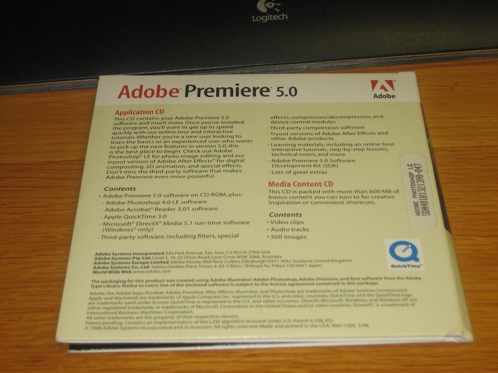 ADOBE PREMIERE 5.0 FOR MAC PLUS MEDIA CONTENT WINDOWS/MAC CD`S