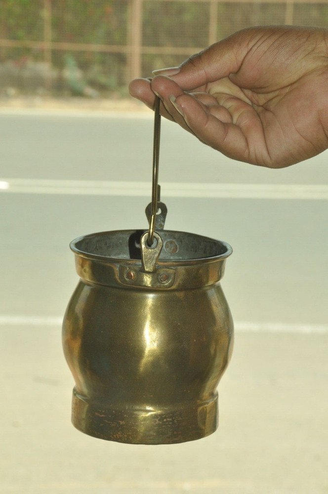 Vintage Brass Unique Shape Handcrafted Solid Oil/Ghee/Milk Pot