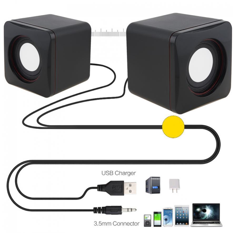 Mini Computer Speakers USB Powered 3.5mm Jack PC Desktop Laptop Stereo Wired