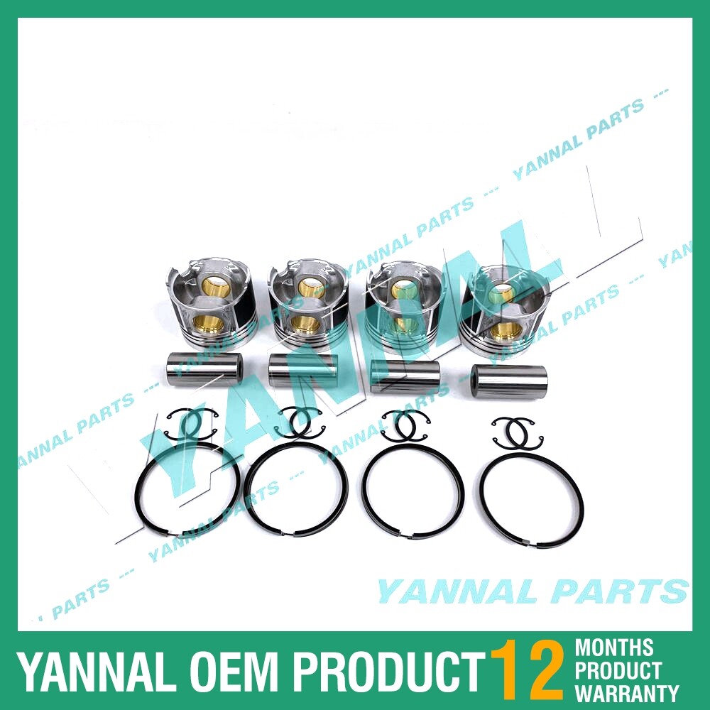 4Pcs Piston With Piston Ring+0.5mm For Yanmar 4TNE98 engine (oversize)