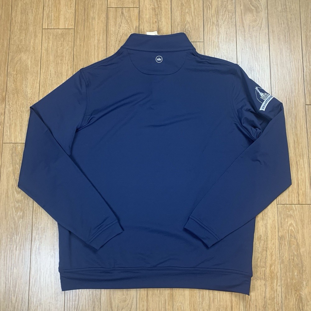 Peter Millar Pullover Men L Navy Perth Performance 1/4 Zip Sweater NWT *LOGO
