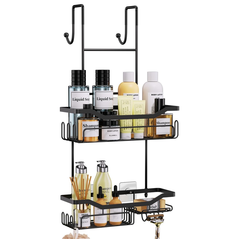 HapiRm Hanging Shower Caddy Over the Door with Soap Holder No Drilling Adhesive
