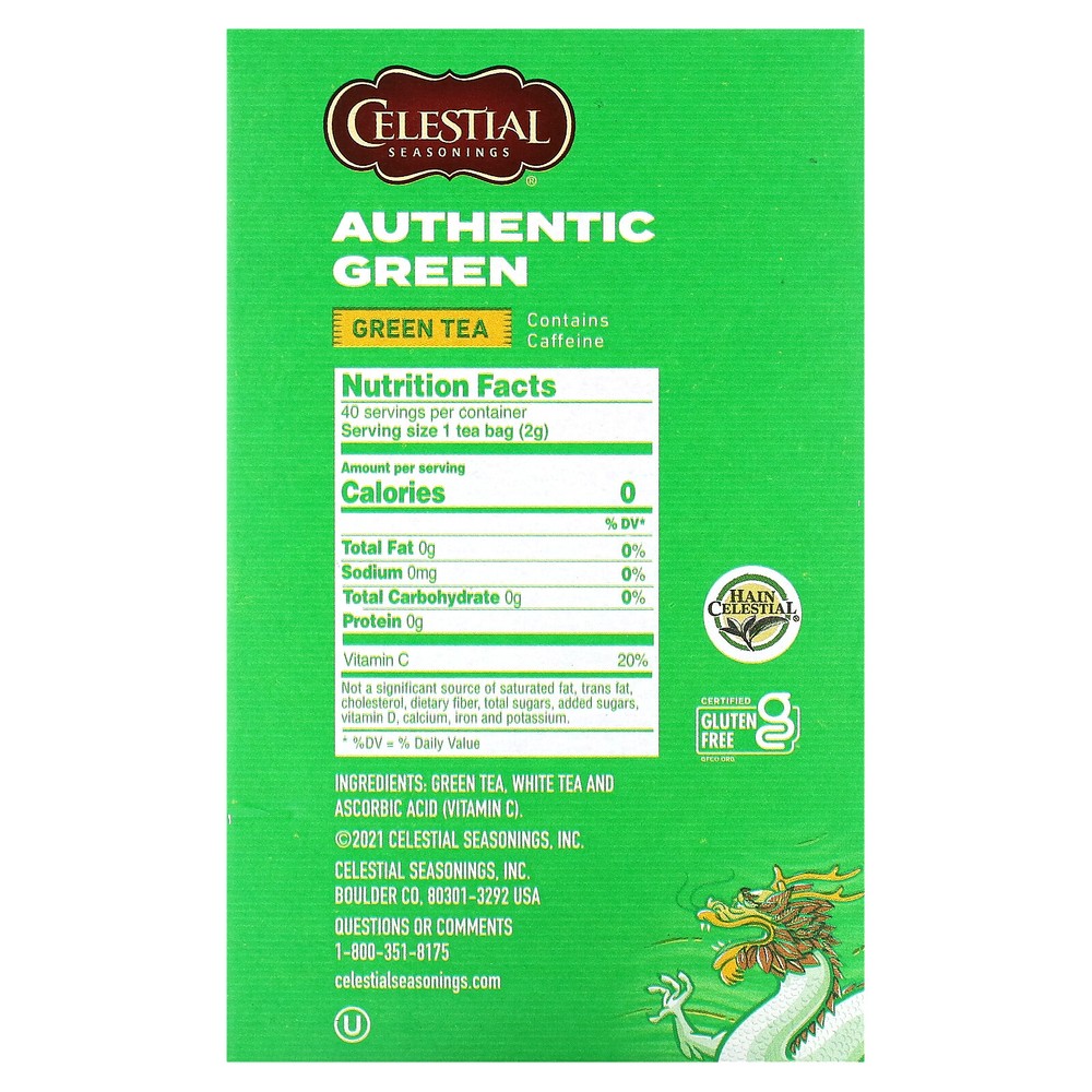 Authentic Green Tea, 40 Tea Bags, 2.9 oz (82 g)