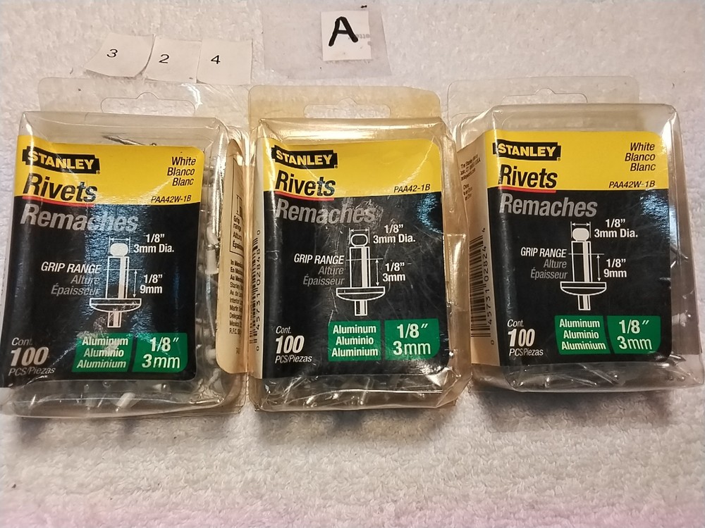 300pc STANLEY ASSORTED SIZES RIVETS