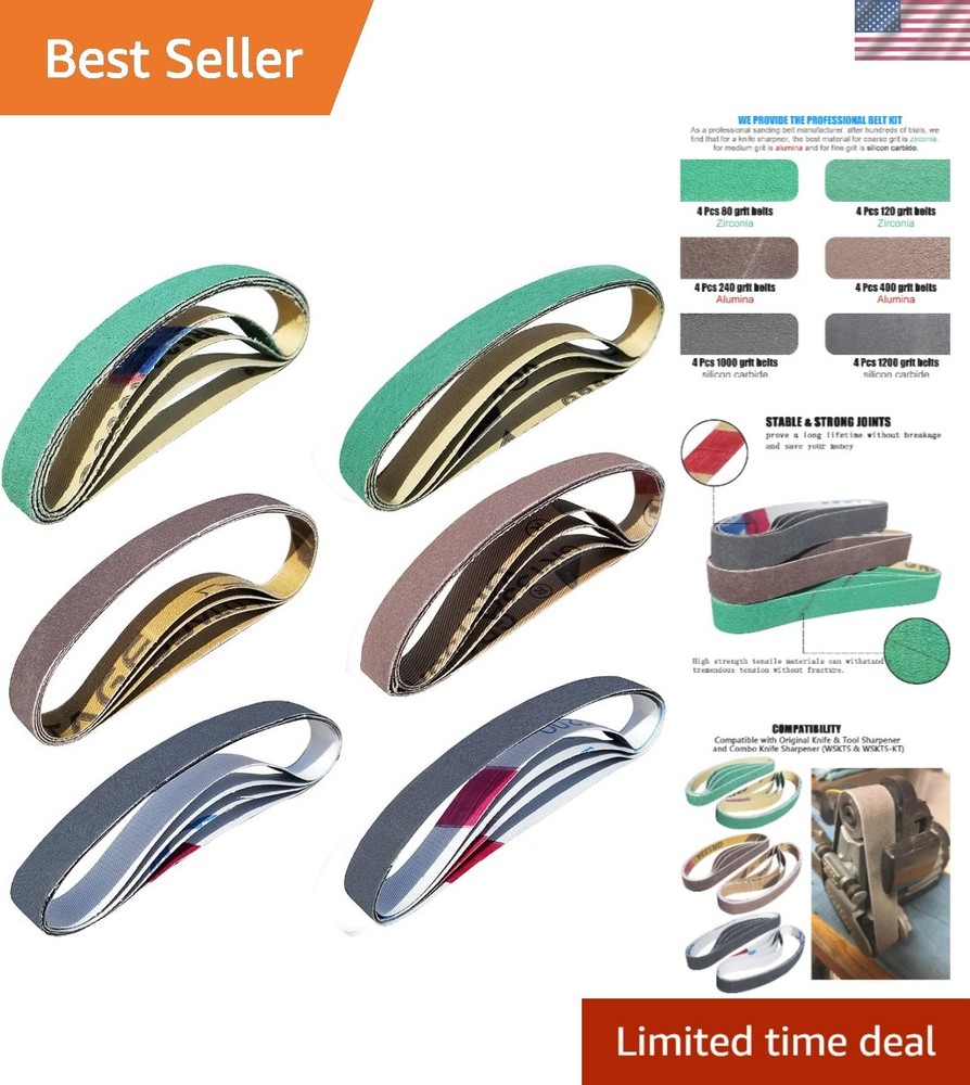Versatile Replacement 24-Pack Sharpening Belts—Compatible with Work Sharp Models