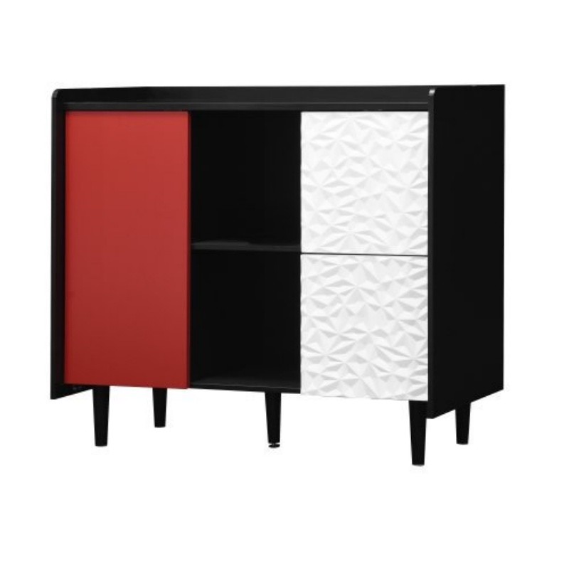 Sideboard Buffet Storage Cabinet Coffee Console Bar Table W/ Red Doors,2 Drawers