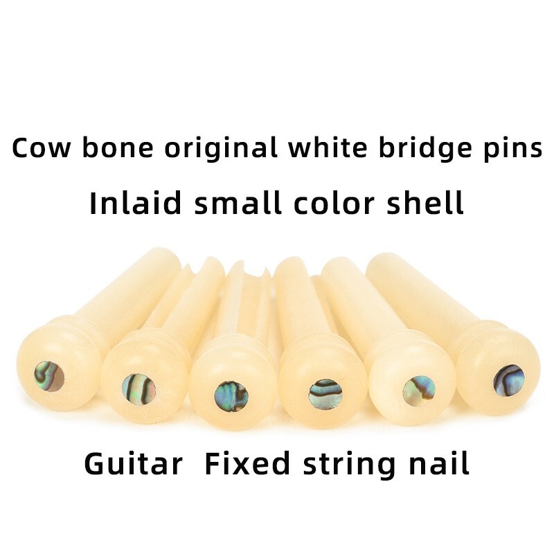 60x Guitar Pin String Peg Unbleached Bone Bridge Abalone shell Luthier H01