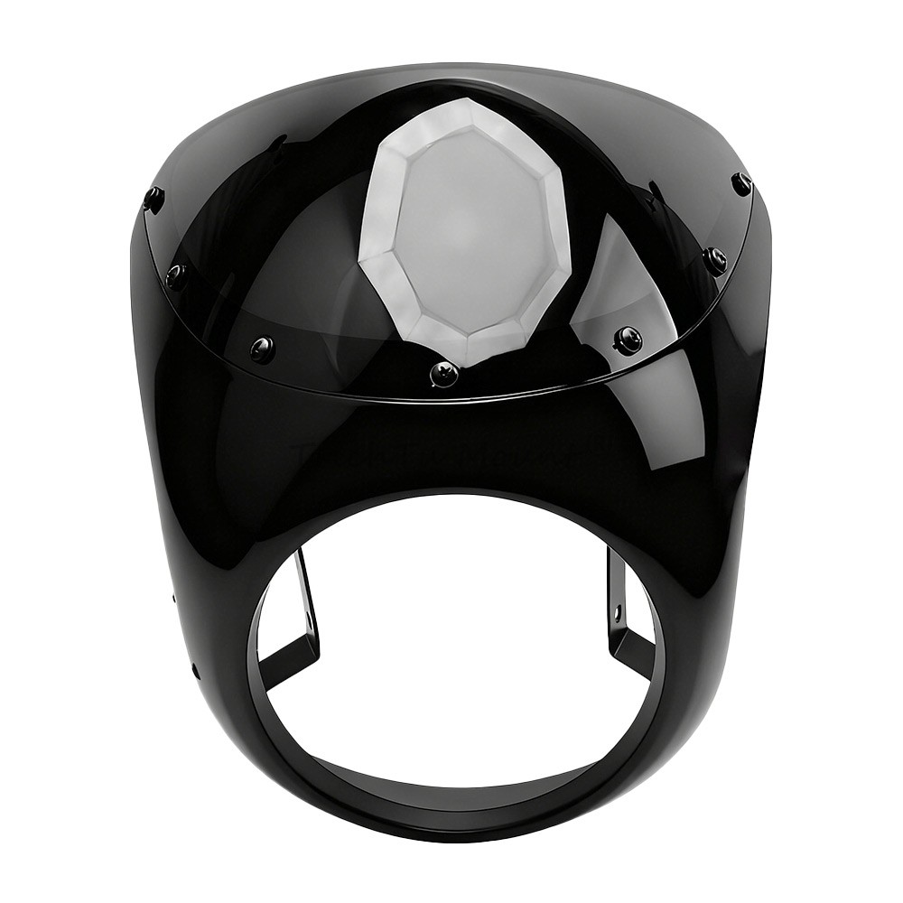 7" Motorcycle Round Headlight Fairing Windshield Windscreen Black For Cafe Racer
