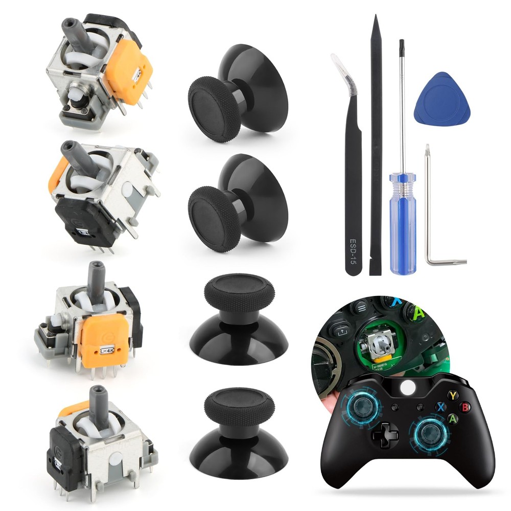 4Pack Joysticks for XboxOne S/X Hall Effect Joystick Replacement black