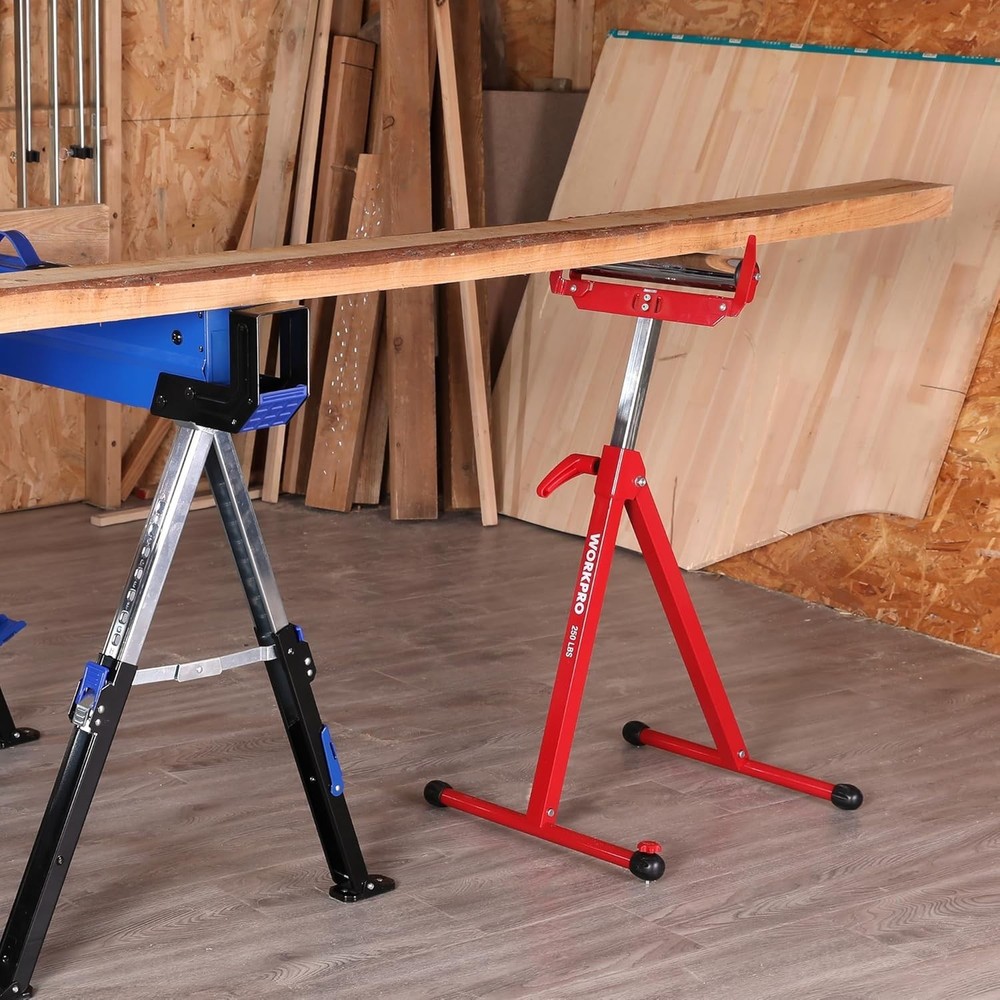 Compact Folding Roller Stand, 27-43" Adjustable Height, Ideal for Woodworkers