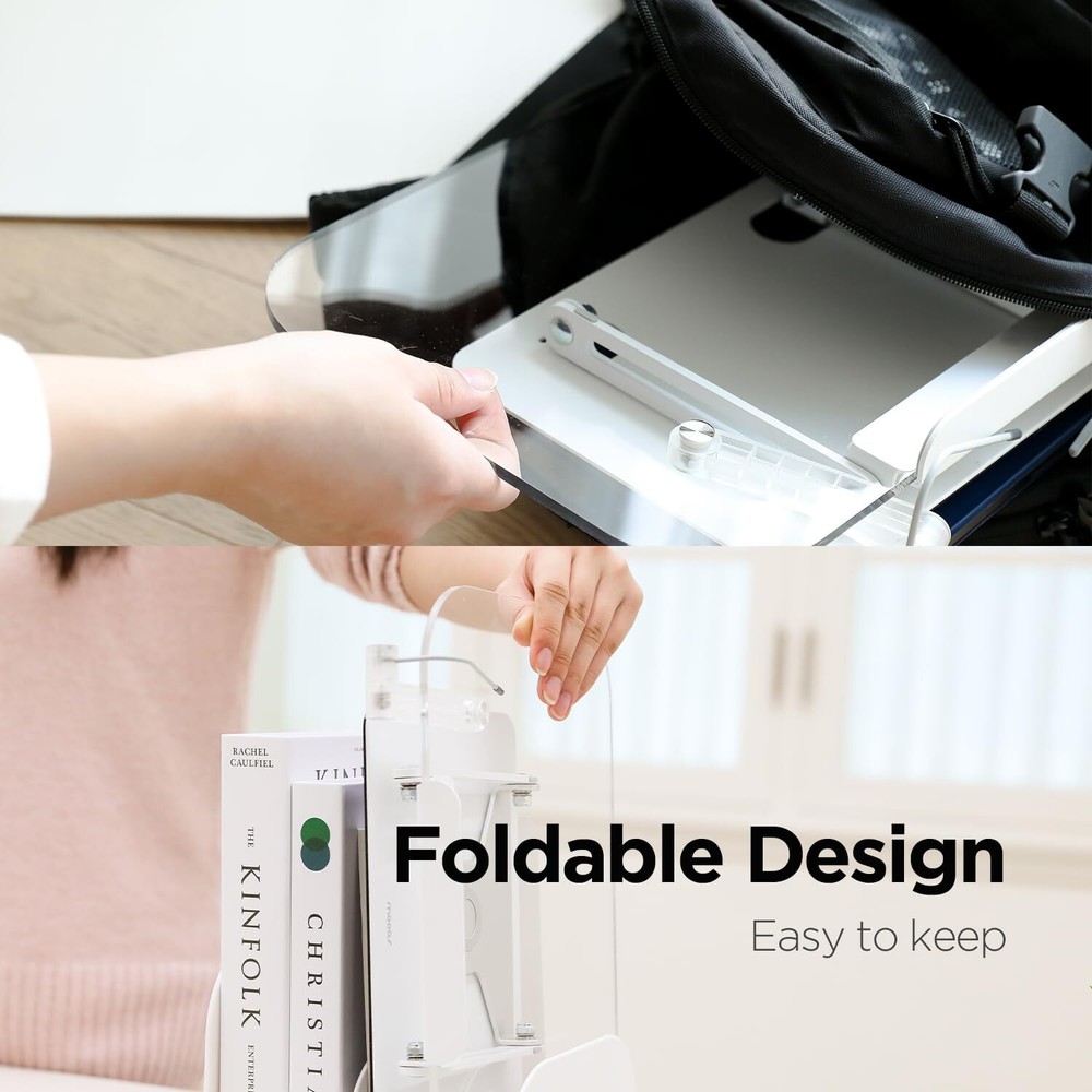 Acrylic Book Stand for Reading Adjustable Foldable Holder with Page Clips Cle...