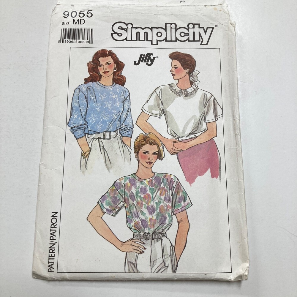 Simplicity 9055 Size Medium Pullover Top Sleeve Variations Uncut Factory Folds