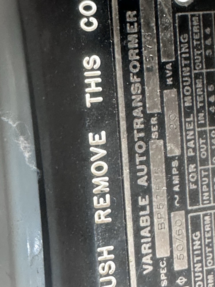 Powerstat 136 Variable Transformer With Isolated Ac