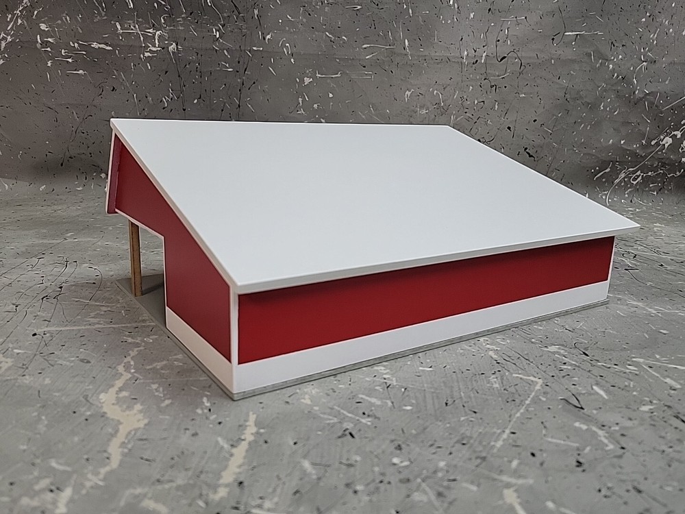 1/64 Custom scratch built Cattle Shed building White & Red