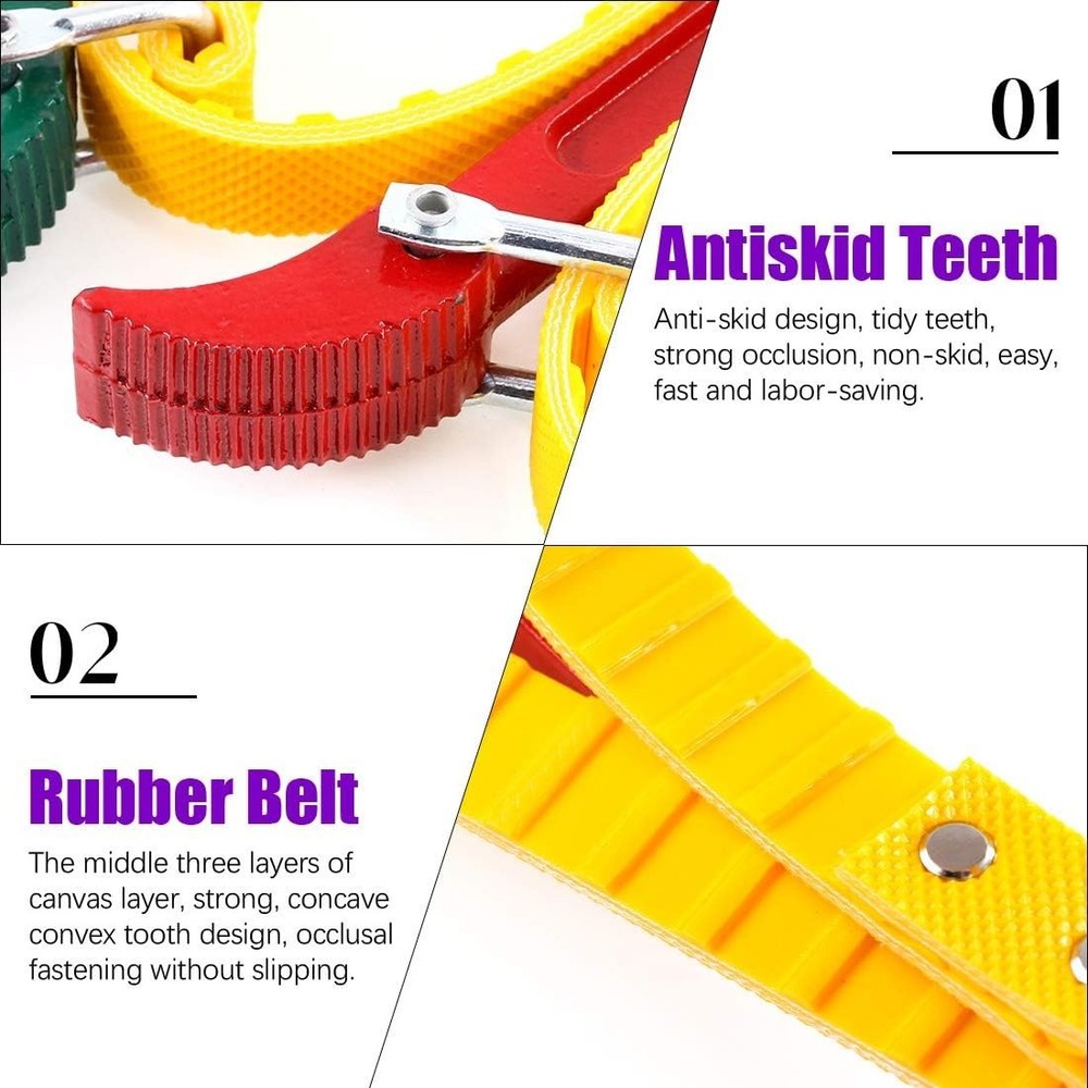 Bright Color 2-Pack Adjustable Strap Wrenches: 12" & 7.8" for Home Projects