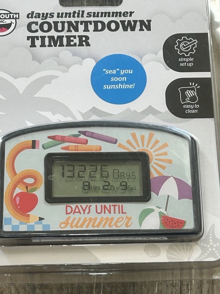 BIGMOUTH Days Until Summer Countdown Clock Timer Days, Hr, Min, Sec Countdown