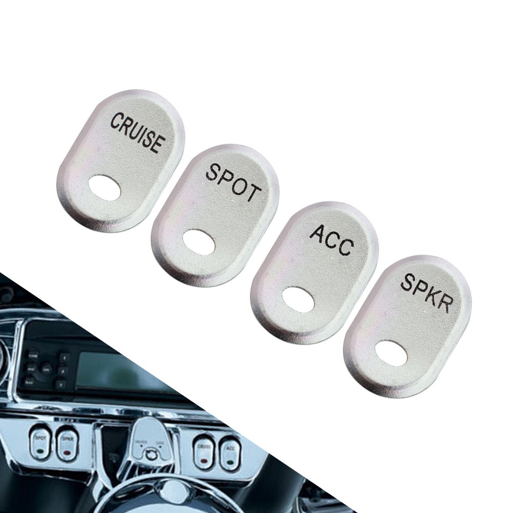 4pcs Silver Inner Fairing Switch Panel Dash Cap For Harley Touring Electra Glide