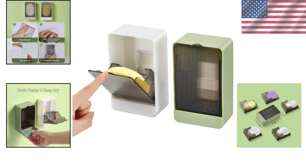 Versatile Wall Mounted Soap Holder - 2 Pack for Bathroom & Kitchen Use