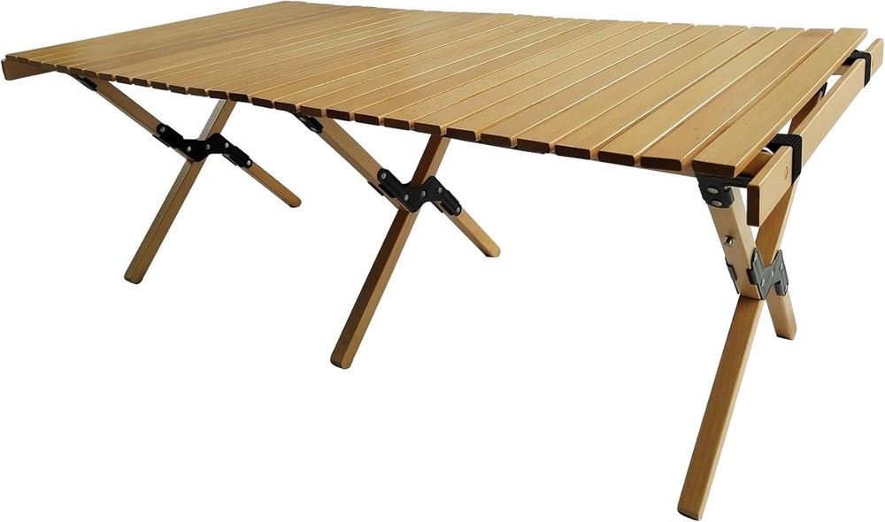 Multi Function Wooden Foldable Portable Patio Dining Table Natural Indoor Outdoo
