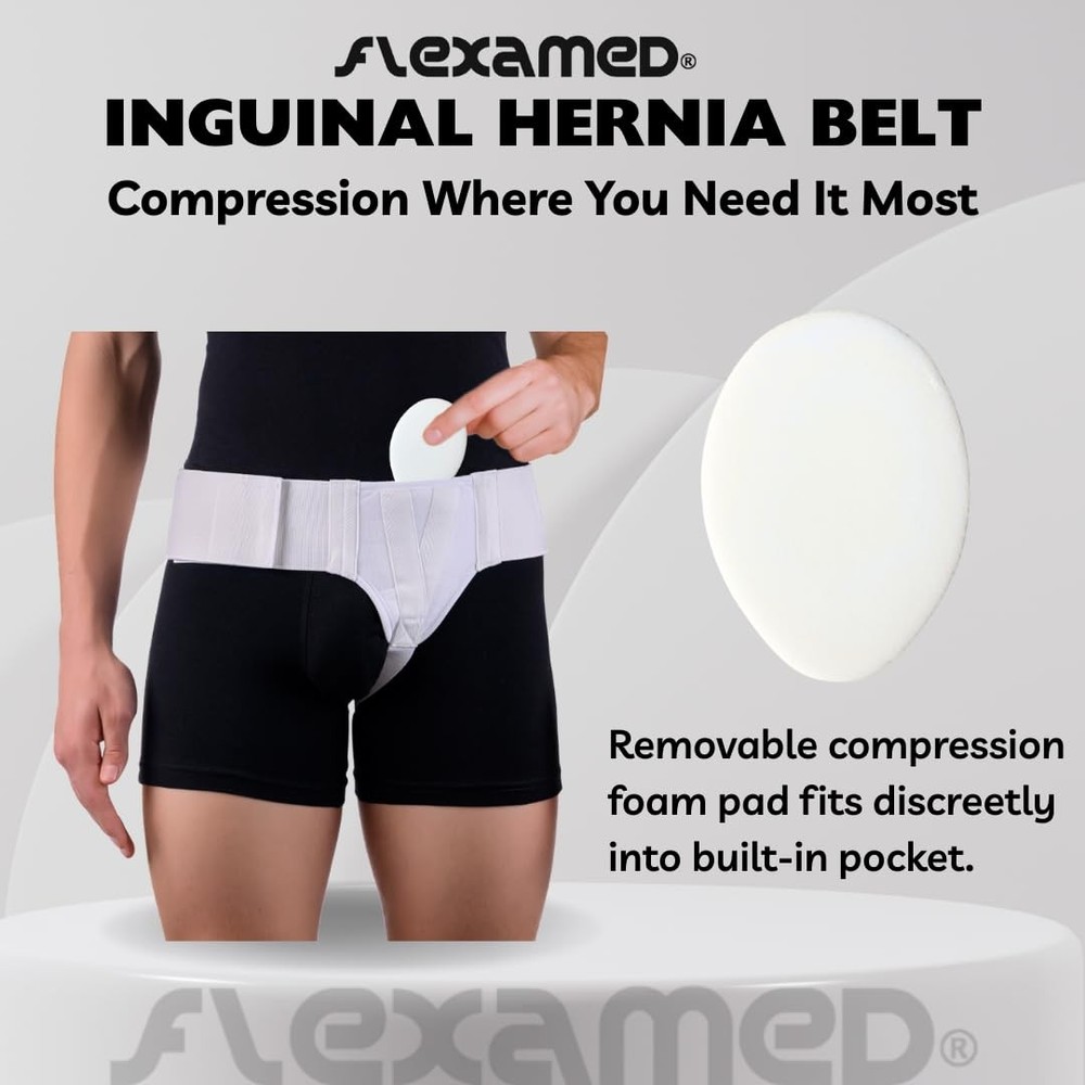 Flexamed Right Side Inguinal Groin Hernia Truss Compression Pad - Medium