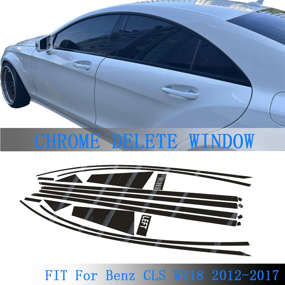 Glossy Black Chrome Delete Window Trims For Benz CLS W218 2012-2017
