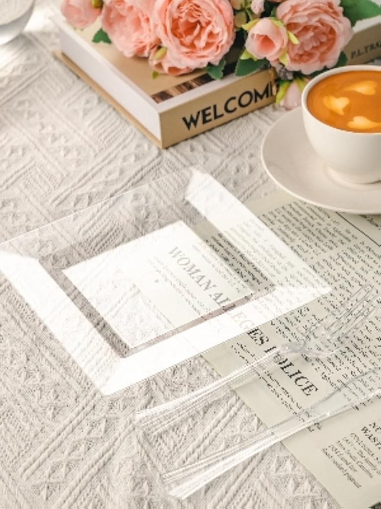 6.5 Inch Square Clear Plastic Plates for Dert & Appetizer, Durable