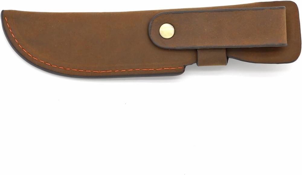 Brown Leather Fixed Blade Knife Sheath with Snap Closure