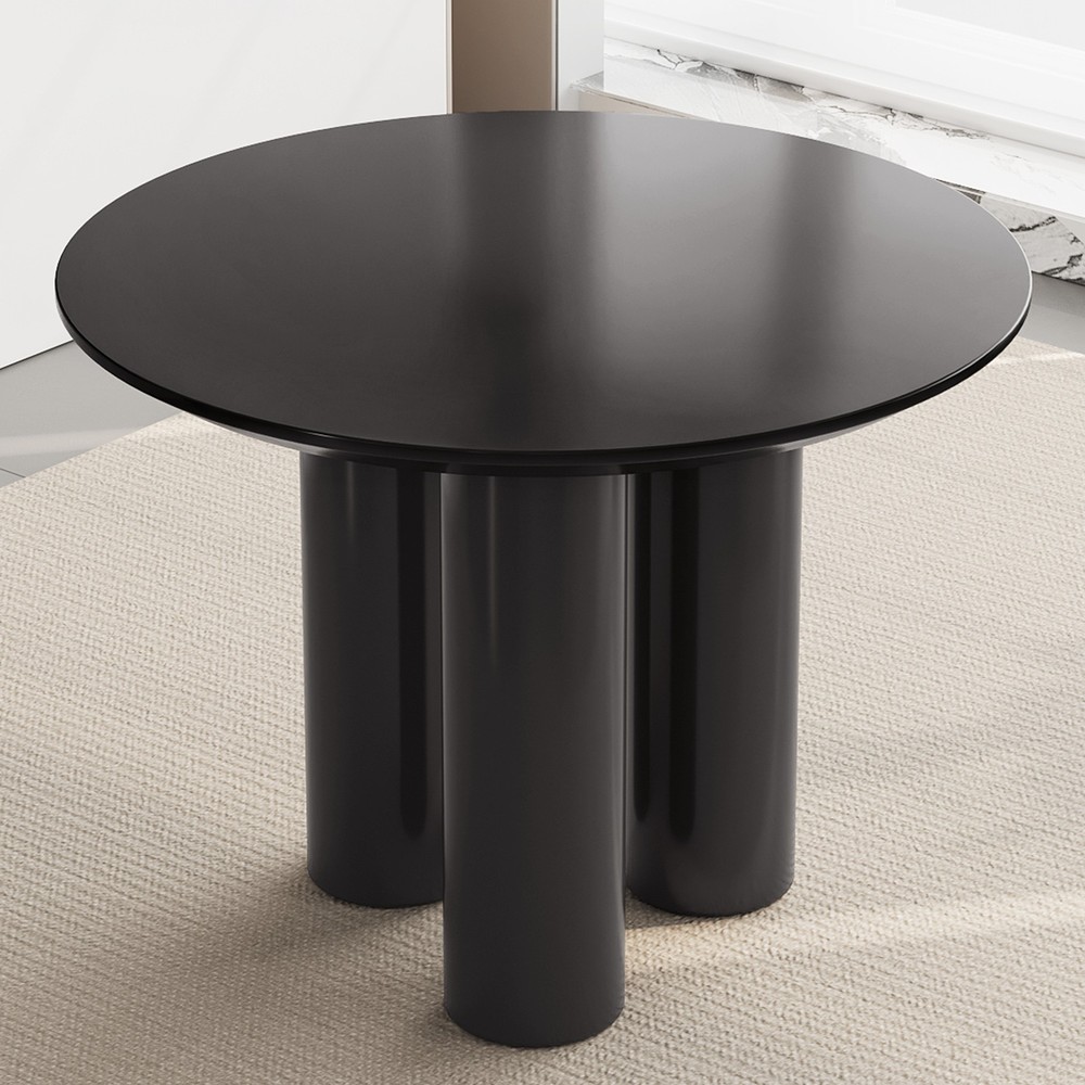 39" Round Dining Table Black Modern Kitchen Table Dining Room Table for 2-4