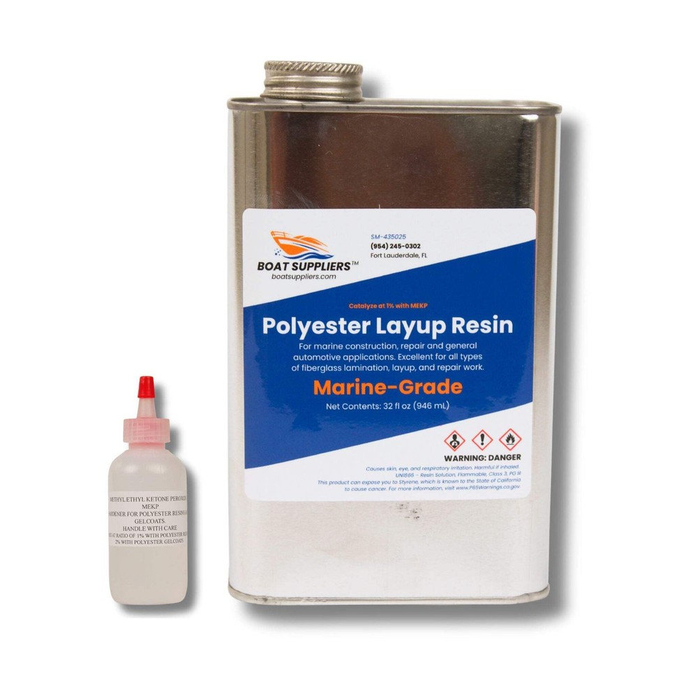Marine-Grade Polyester Layup Resin with Hardener