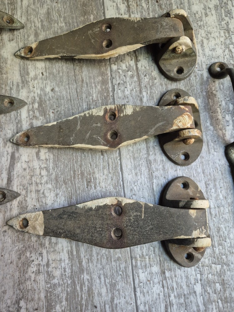 Antique Ice Box Brass Hinges Latches Pulls Hardware 14 PC Lot READ DESCRIPTION