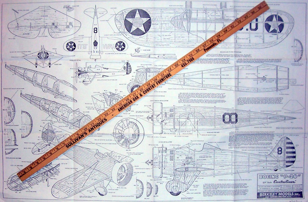 Boeing P-26A PLAN + CONSTRUCTION ARTICLE for 41" EXACT SCALE UC Model Airplane