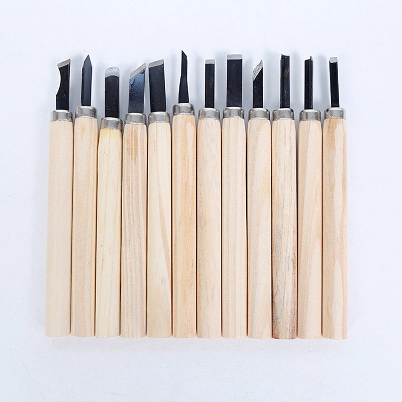12Pcs Wood Carving Tools Hand Chisel Knife Set Woodworking Gouges Professionals