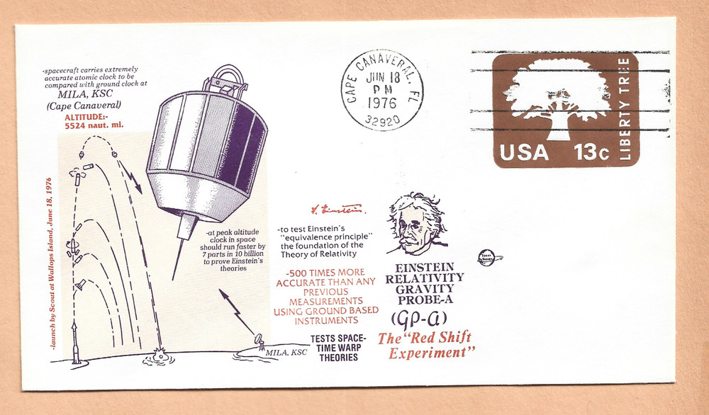 EINSTEIN RELATIVITY GRAVITY PROBE A LAUNCH JUN 18,1976  SPACE VOYAGE COVER